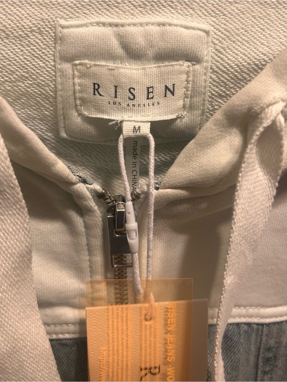 NWT RISEN Washed Gray & Cream Hooded Bomber Jacket - Picture 5 of 6